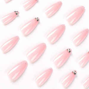24 pièces <span class=keywords><strong>rose</strong></span> français strass brillant diamant Art acrylique presse sur ongles ongles artificiels personnaliser bonbons <span class=keywords><strong>faux</strong></span> ongles 2123 - Product Image 2