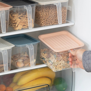 Food Storage Containers Rectangle With Handles And Lids Stackable For Fridge Freshness Preservation <b>Plastic</b> Food Container - Product Image 1