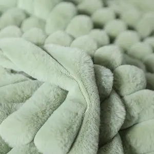 OEM Home Luxury 3D Ribbed Jacquard Striped Faux Fur Throw Blankets Fabric