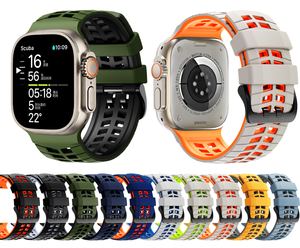 <span class=keywords><strong>Correa</strong></span> de Silicona de Doble Color para <span class=keywords><strong>Apple</strong></span> <span class=keywords><strong>Watch</strong></span> Ultra 2 49mm, Hebilla de Acero Inoxidable, <span class=keywords><strong>Correa</strong></span> Transpirable de Lujo para Reloj Inteligente - Product Image 2
