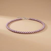 Style traditionnel chinois de la haute société, perles d'eau douce naturelles violettes, perles densement enfilées.