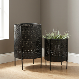 Bedroom Balcony Metal Pots <b>Planter</b> for Home Decorations Indoor and <b>Outdoor</b> Modern Fancy <b>Black</b> Antique Metal <b>Planter</b> with Stands - Product Image 2