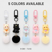 Porte-clés pompon chat, breloque de téléphone, anneau porte-clés, boule en peluche mignonne de dessin animé, accessoire de sac, vente en gros, personnalisé