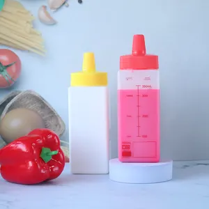 MAYSURE BPA-frei leer PET-Kunststoff Lebensmittelquetschup Hustensaft-Flasche Chili heißgefüllte Soßenquetschflasche mit Düse