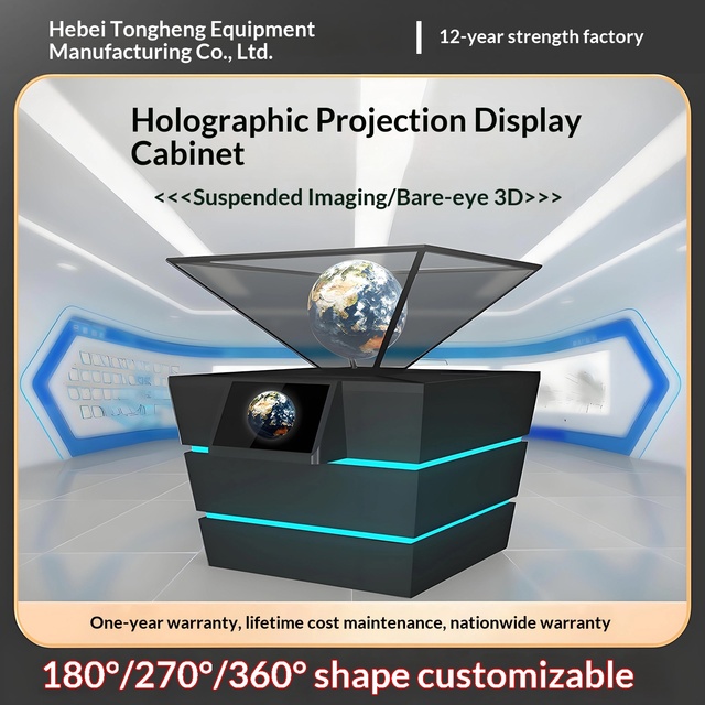 Custom Holographic Projection Display Cabinet 360 Degree Naked Eye 3D Pyramid Interactive Imaging Sand Table Customized Model