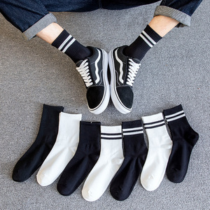 Pur coton noir blanc rayure Crew Type Anti-odeur fille garçons uniforme scolaire pas cher jeunes hommes femmes Couple chaussettes décontracté pour les enfants - Product Image 3