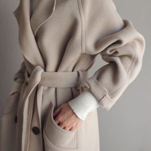 Jaket Wanita Terbaru 2026, Blazer Gaya Korea Warna Solid, Mantel Wol Tweed Panjang, Mantel Musim Dingin Hangat Isi Bulu Angsa - Product Image 5