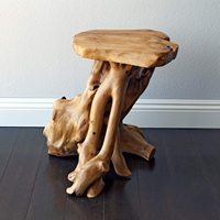 Table basse en bois de cèdre de style bohème, forme irrégulière – Durable, écologique, lavable, pour usage intérieur, idéale pour baptême et salon