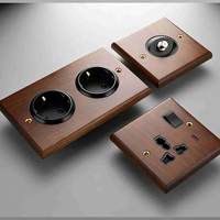 Interrupteur à bascule rétro en bois massif de noyer noir de style britannique et européen, type 86, avec prise USB+TYPE-C pour maison d'hôtes