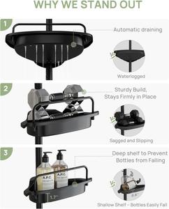 CF ajustable <span class=keywords><strong>4</strong></span> niveles postes <span class=keywords><strong>de</strong></span> acero inoxidable <span class=keywords><strong>plástico</strong></span> baño esquina estantes ducha Caddy montado en la pared estante organizador - Product Image 5