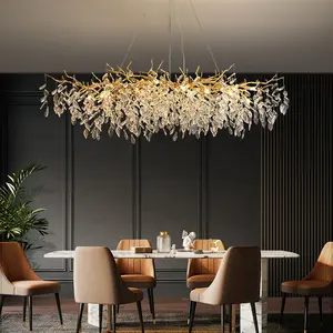 Lustre nordique de luxe en forme de goutte d'eau, lustre d'arbre Led post-moderne pour salon, salle à manger, villa