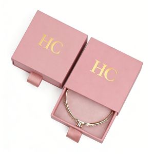 Vintage Bracelet Box Rigid Drawer Box Jewelry Gift Box with Ribbon Soft <b>Padded</b> Insert Foil Stamping Custom Logo OEM Factory - Product Image 1
