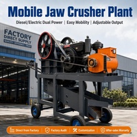 Mini concasseur de pierres mobile à mâchoires avec alimentateur vibrant et machine de fabrication de sable pour gravier et calcaire