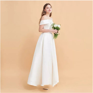 Vestido de novia ligero europeo y americano 2024 nuevo verano satén Viaje Luz-hombro fuera hilo adelgazante noche - Product Image 1
