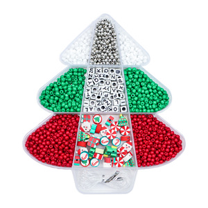 Kit de Cuentas para Árbol de Navidad, 286 Piezas, Dijes de Alfabeto de Plástico, Set de Fabricación de Joyería DIY con Cuerda y Herramientas para Manualidades Navideñas - Product Image 4