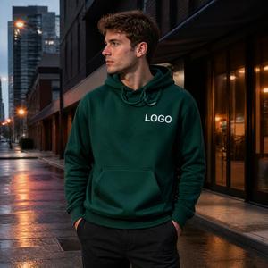 Sweat-shirts à capuche d'hiver en coton lourd 100% avec logo personnalisé multicolore, coupe décontractée, poche avant, streetwear urbain - Product Image 2