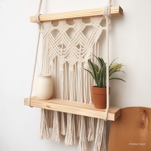 Handcrafted Boho Macrame Hanger Wall Hanging with <strong>Rope</strong> <strong>Shelf</strong> - Artisanal Bohemian Decor - Product Image 4