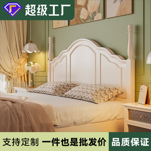 <b>Solid</b> <b>Wood</b> Bed 1.8m <b>White</b> American Princess Style Platform Bed Frame For Bedroom - Product Image 5
