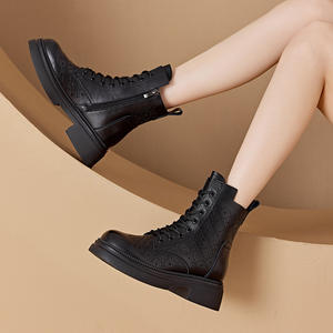 Nouvelles bottes Martin à talon compensé en cuir à lacets pour femmes, style printemps 2025, petite taille, ajourées, semelle épaisse - Product Image 6