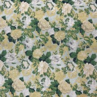 Tissu Jacquard Floral Vert en Polyester et Coton, Poids Moyen 310 g/m², Style Vintage pour Housses de Canapé, Vêtements et Textiles de Maison