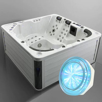 Bain de spa extérieur moderne rectangulaire en acrylique, portable, autoportant, avec chauffage à température constante et massage