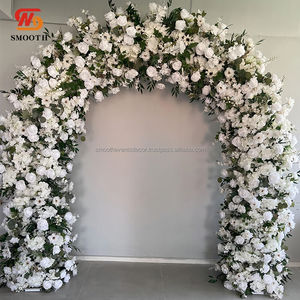 Suave lujo 5D estilo minimalista blanco boda arco Floral telón de fondo arco de flores artificiales para boda evento Fiesta Props - Product Image 1