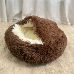 Cozy Donut Cuddler Cama cueva antiansiedad, cama ortopédica redonda lavable para mascotas Cama para perros pequeños con manta adjunta - Product Image 6