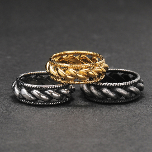 Factory Supply Geometric Shape Designer Engraved Stainless Steel Jewelry Rings