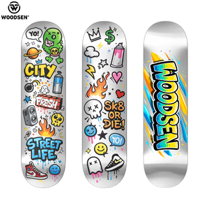 Tabla de skate profesional WOODSEN, tamaño personalizado, película láser, 7 capas, 100% arce canadiense, doble rocker, diseño cóncavo profundo. - Product Image 3