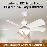 Ventilateur de plafond moderne à profil bas avec lumière LED, 6 pales en ABS, télécommande, 3 vitesses, 520 mm, économie d'énergie pour salon