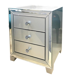 <span class=keywords><strong>Mobiletto</strong></span> Moderno in Legno Argentato con Specchio per Soggiorno, Hotel, Appartamento, Ufficio, Cucina, Bagno - Comodino Versatile - Product Image 3