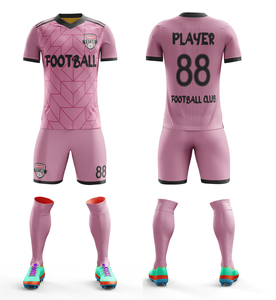 ชุดเสื้อฟุตบอลสำหรับผู้ชายเสื้อฟุตบอลสีชมพูพิมพ์ดิจิตอลออกแบบได้ตามต้องการ - Product Image 3