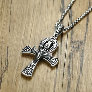 Caliente Nueva joyería egipcia personalizada para hombres Retro Ankh Cruz declaración colgante <span class=keywords><strong>collar</strong></span> con cadena de eslabones de moda para bodas fiestas - Product Image 6