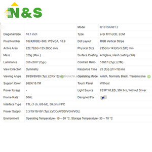 New Original 10.1 Inch 1024*600 WSVGA Industrial <b>LCD</b> <b>Module</b> For Embedded System & Portable Control Device G101SAN01.2 - Product Image 4