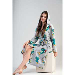 Frogy - Bata larga de lana para mujer, color gris melange, ropa de dormir suave con capucha, ropa informal - Product Image 5