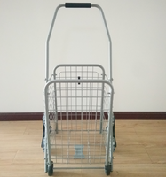 Chariot de courses pliable en métal avec trois roues, capacité de 42l, livraison gratuite