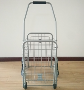 Chariot de courses pliable en métal avec trois roues, capacité de 42l, livraison gratuite - Product Image 3