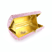 OC4357 Magnifique Pochette Rose en Strass et Cristal pour Filles, Grande Pochette de Soirée Ornée de Pierres, Mini Sacs à Main