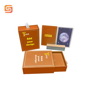 Cubierta de oráculo de alta calidad con caja de cajón naranja Impresión de logotipo personalizado Tarjetas de oráculo - Product Image 1