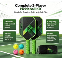 Perlengkapan Pickleball Karbon Titanium T700 Hot Pressed, Inti Busa EPP Set 2 Pemain untuk Latihan Kelompok Klub Pickleball & Pesanan Grosir