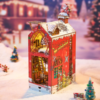IIECREATE SL-29 Puzzle 3D en bois de Noël, modèle éducatif, kit miniature DIY, maison de poupée artisanale, mini Noël