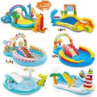 Piscine gonflable pour enfants en forme de dinosaure en PVC avec toboggan et piscine à balles épaissie pour bébés