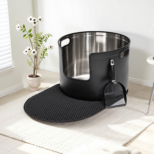 Tích hợp Vòng thiết kế thép không gỉ Hộp xả rác kim loại Pan với màu đen sơn cho XL/XXL lớn và đa mèo nhà vệ sinh - Product Image 2