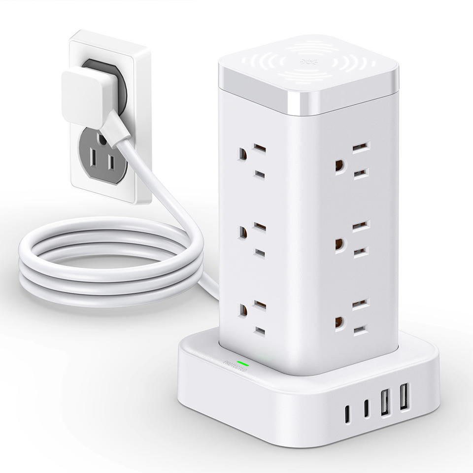 12-Outlet Power Strip with USB Charging Flexible Night Light Home Multi ...