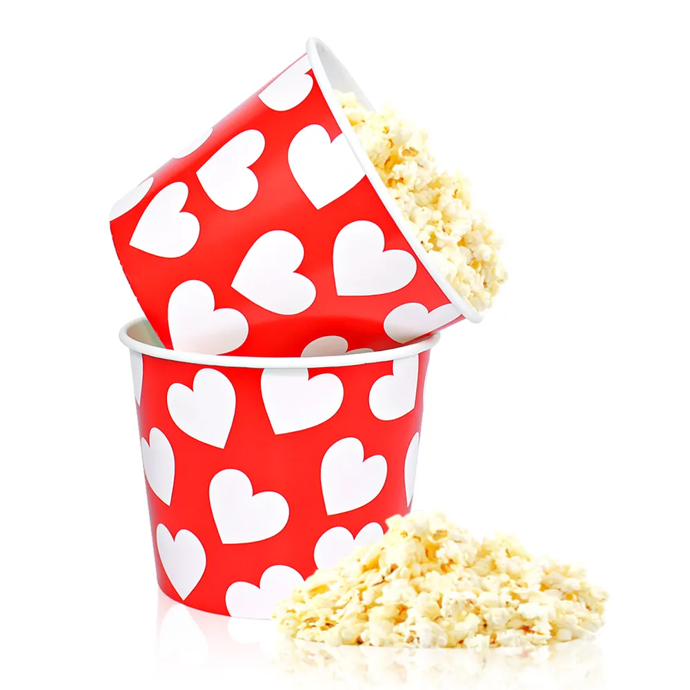 Eco-Vriendelijke Op Maat Gemaakte Logo Bedrukte Popcorn Emmers Bekers Voor Popcorn Ambachtelijke Papier Aangepaste Dimensie