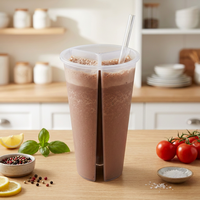 Gobelets YIWEI 700ML en plastique PP transparent à paroi simple, 3 saveurs, pour thé glacé Boba et boissons, personnalisables, en stock