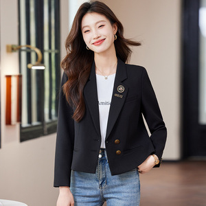 Women's Blazer Spring Autumn 2025 New Style Petite High End Casual Suit Top Solid Color Anti Wrinkle Polyester Fabric - Product Image 1