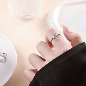 Open Pure Silver <b>Ring</b> Coil Set with Diamonds, Pure Silver <b>Moissanite</b> <b>Ring</b> - Product Image 4
