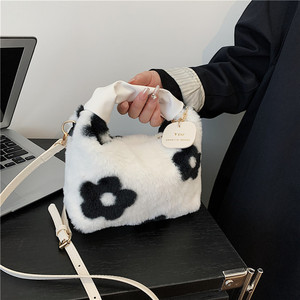 New Plush Crossbody <b>Handbag</b> Texture Fashion Female Bag Autumn and Winter Wool Bag With a Small Chain Hand Bag - Product Image 5