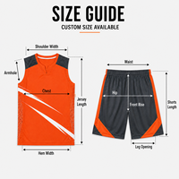Seragam Basket Pria Garis Oranye Abu-abu Kustom, Set Jersey Jaring Bernapas dengan Kerah Notch untuk Pertandingan Liga Bola Basket